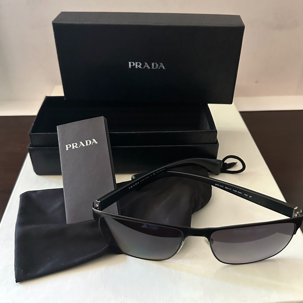 PRADA Men’s Polarized Sunglasses Original Box/Cloth Sleeve. Excellent Condition